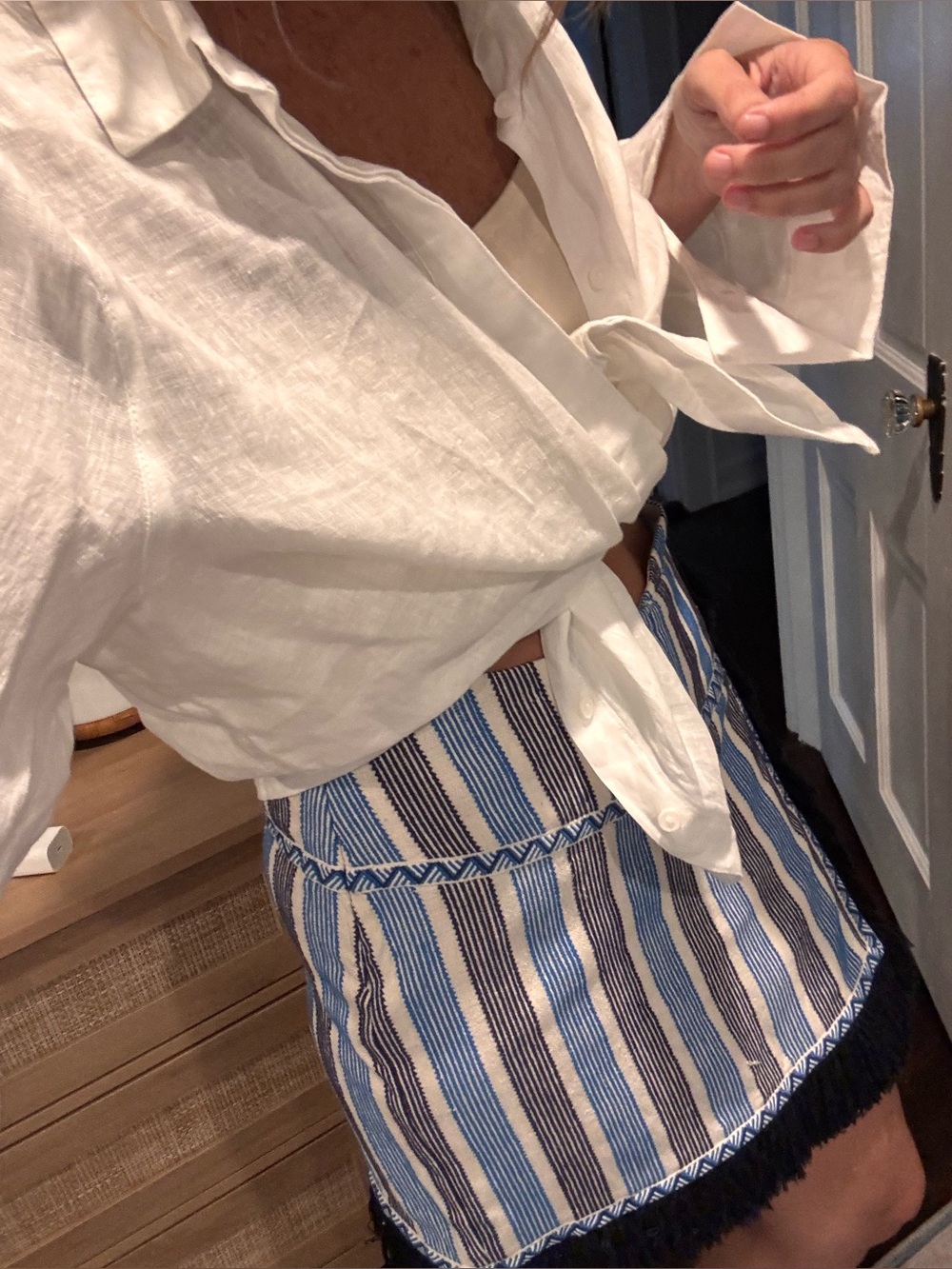 Tory Burch Blue and White Striped Skirt